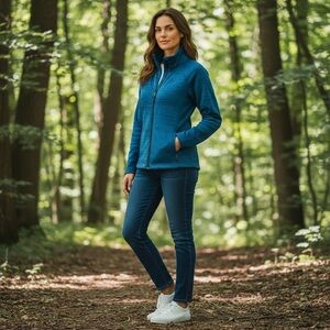 Columbia GRT Women's Full-Zip Sweater Fleece Jacket in Heather Teal Blue